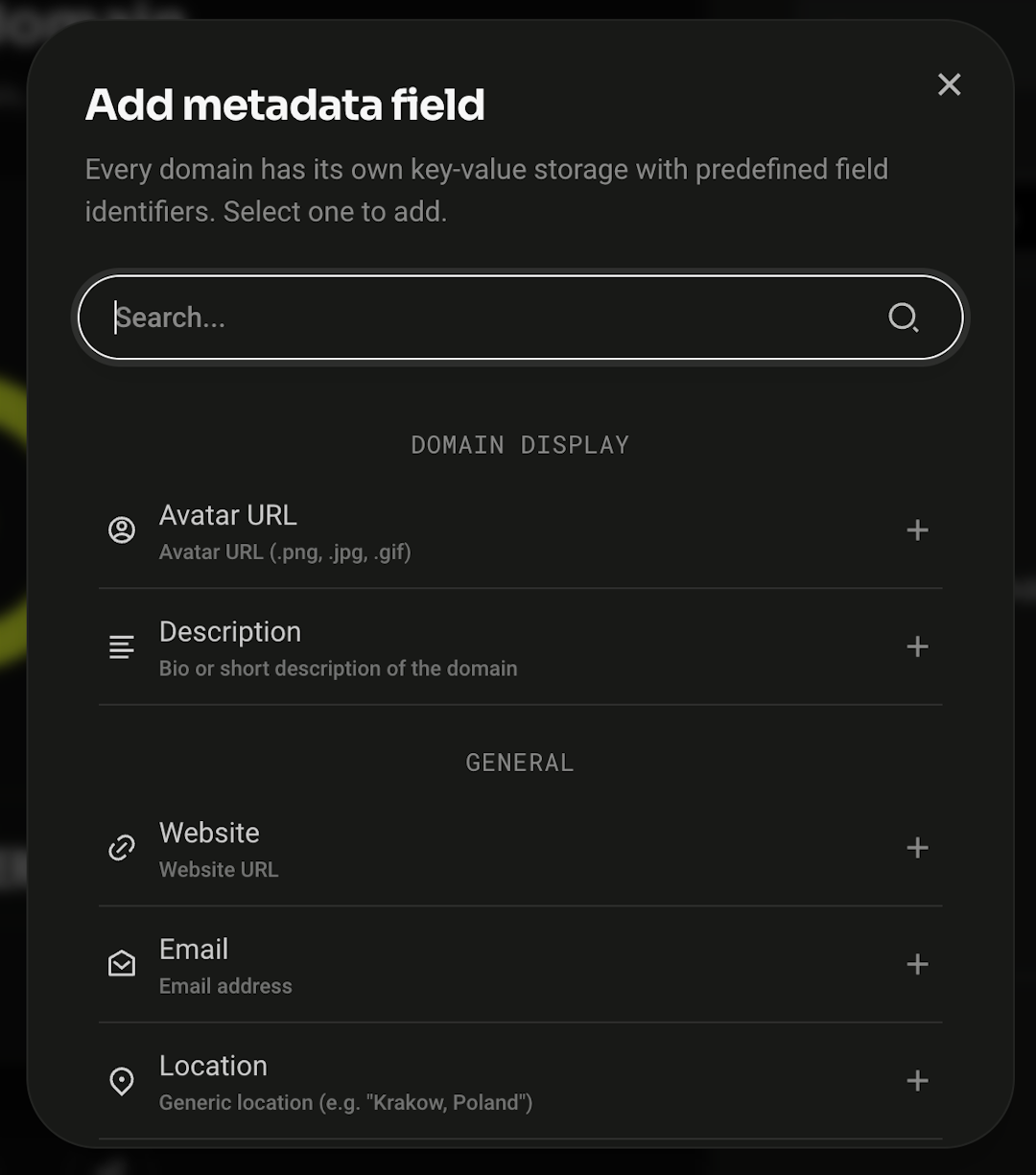 Choose pre-defined metadata field